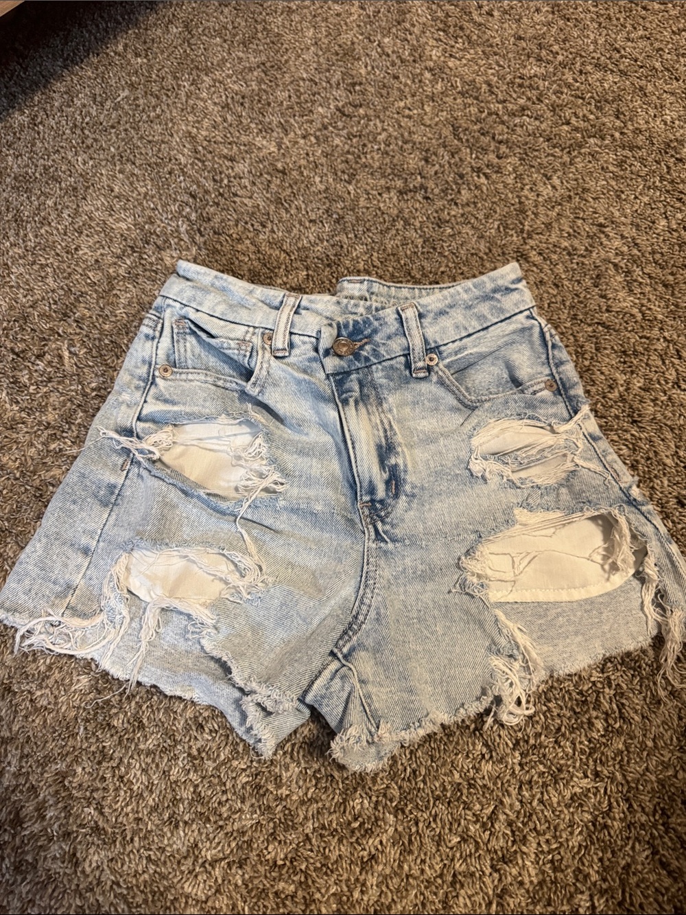 American Eagle Outfitters Light Wash Distressed Denim Shorts